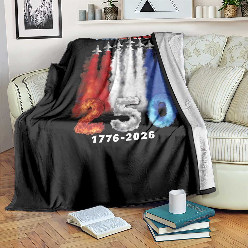 Patriotic Fighter Jets Throw Blanket USA 250 Years Of Freedom