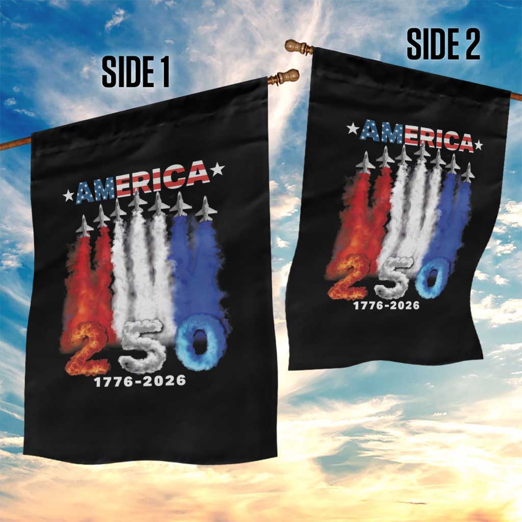 Patriotic Fighter Jets Garden Flag USA 250 Years Of Freedom