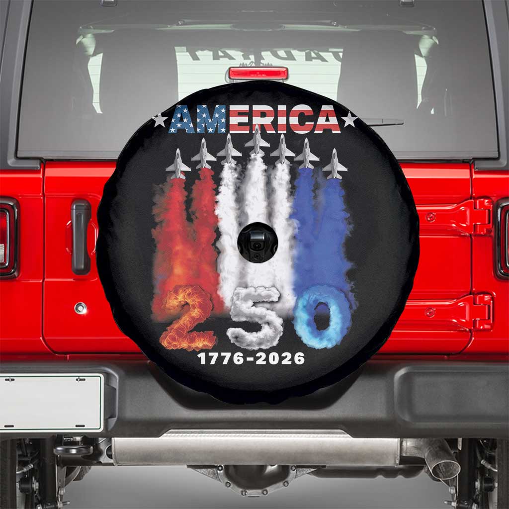 Patriotic Fighter Jets Spare Tire Cover USA 250 Years Of Freedom