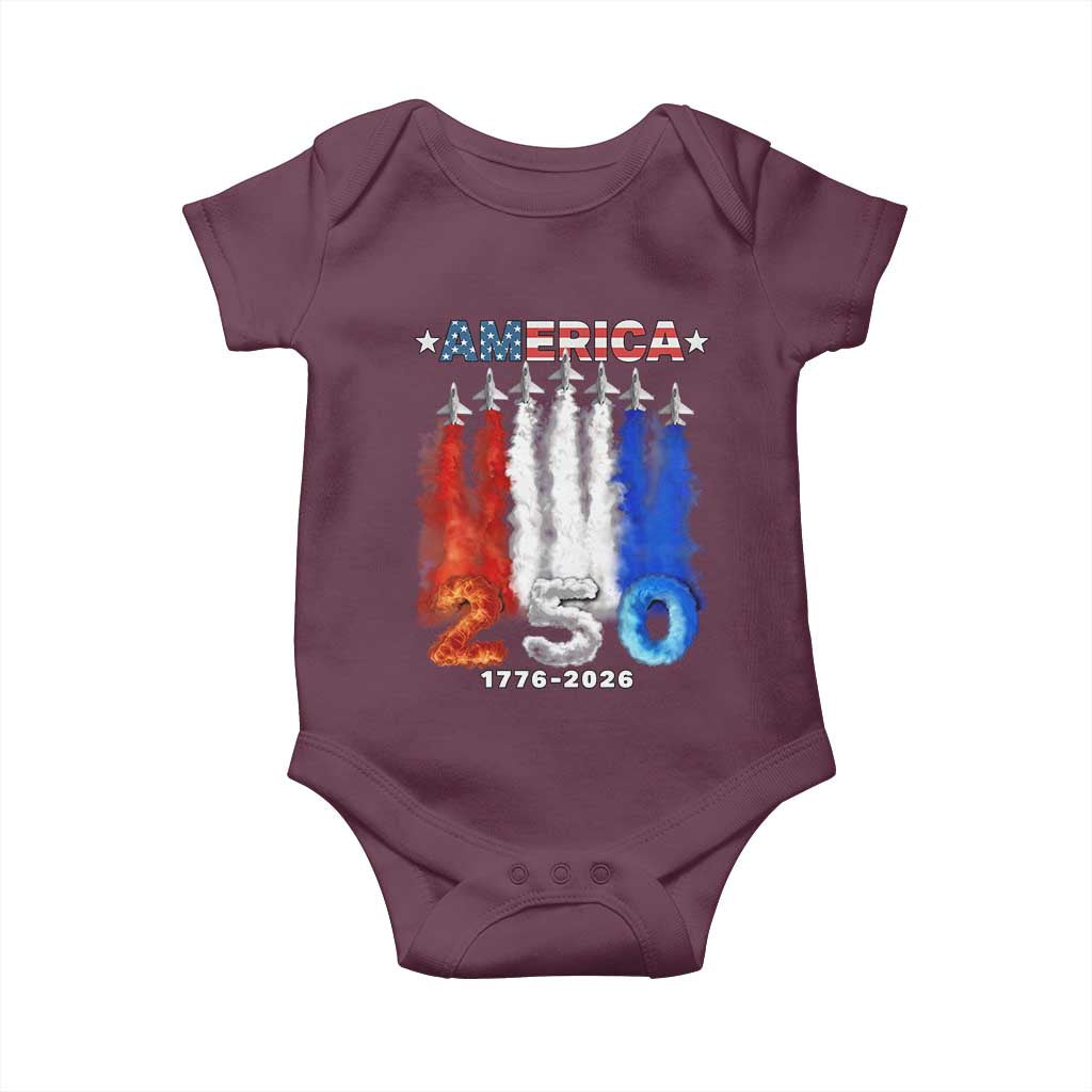 Patriotic Fighter Jets Baby Onesie USA 250 Years Of Freedom
