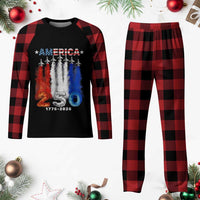 Patriotic Fighter Jets Plaid Pajama Set USA 250 Years Of Freedom