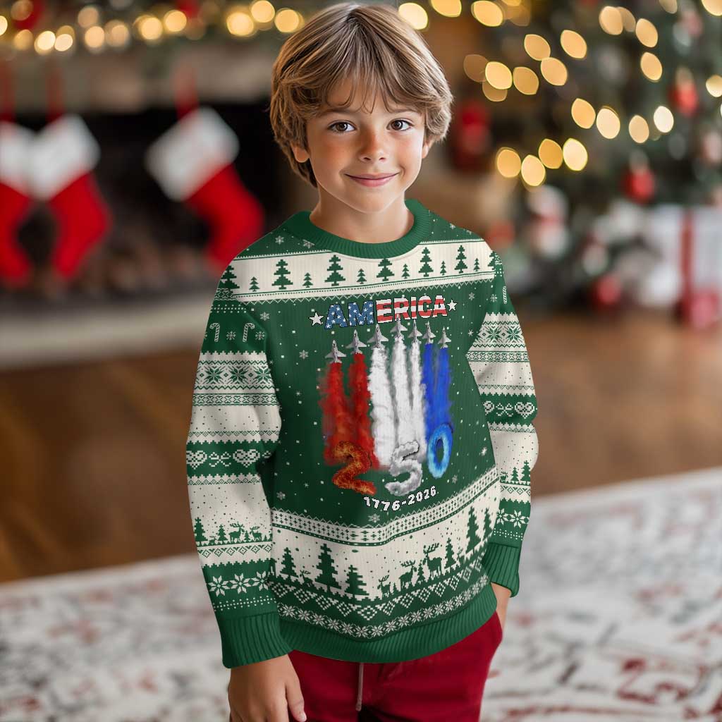 Patriotic Fighter Jets Ugly Christmas Sweater USA 250 Years Of Freedom