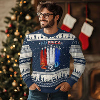 Patriotic Fighter Jets Ugly Christmas Sweater USA 250 Years Of Freedom