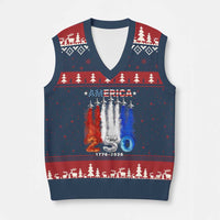 Patriotic Fighter Jets V-Neck Knit Sweater Vest USA 250 Years Of Freedom