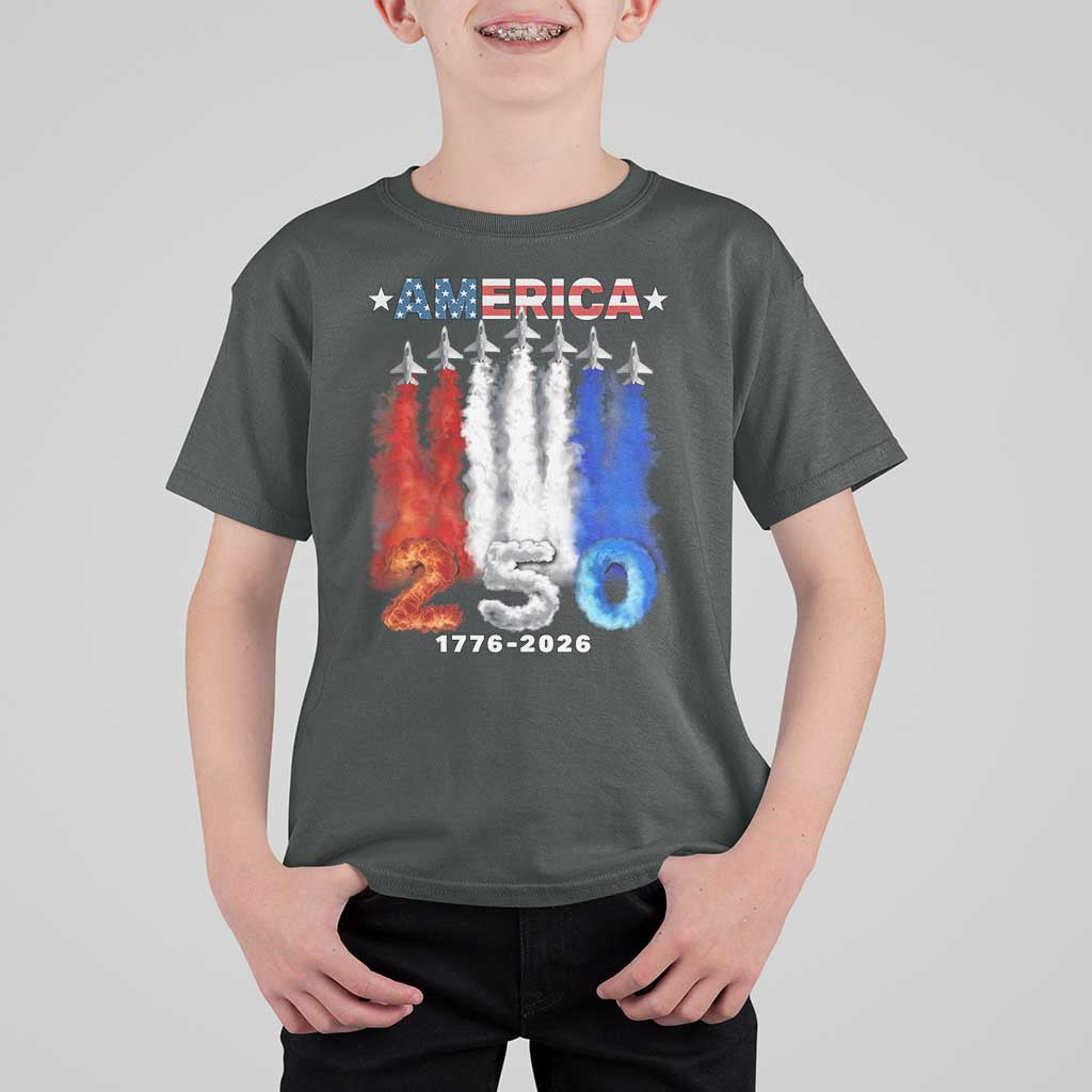 Patriotic Fighter Jets T Shirt For Kid USA 250 Years Of Freedom