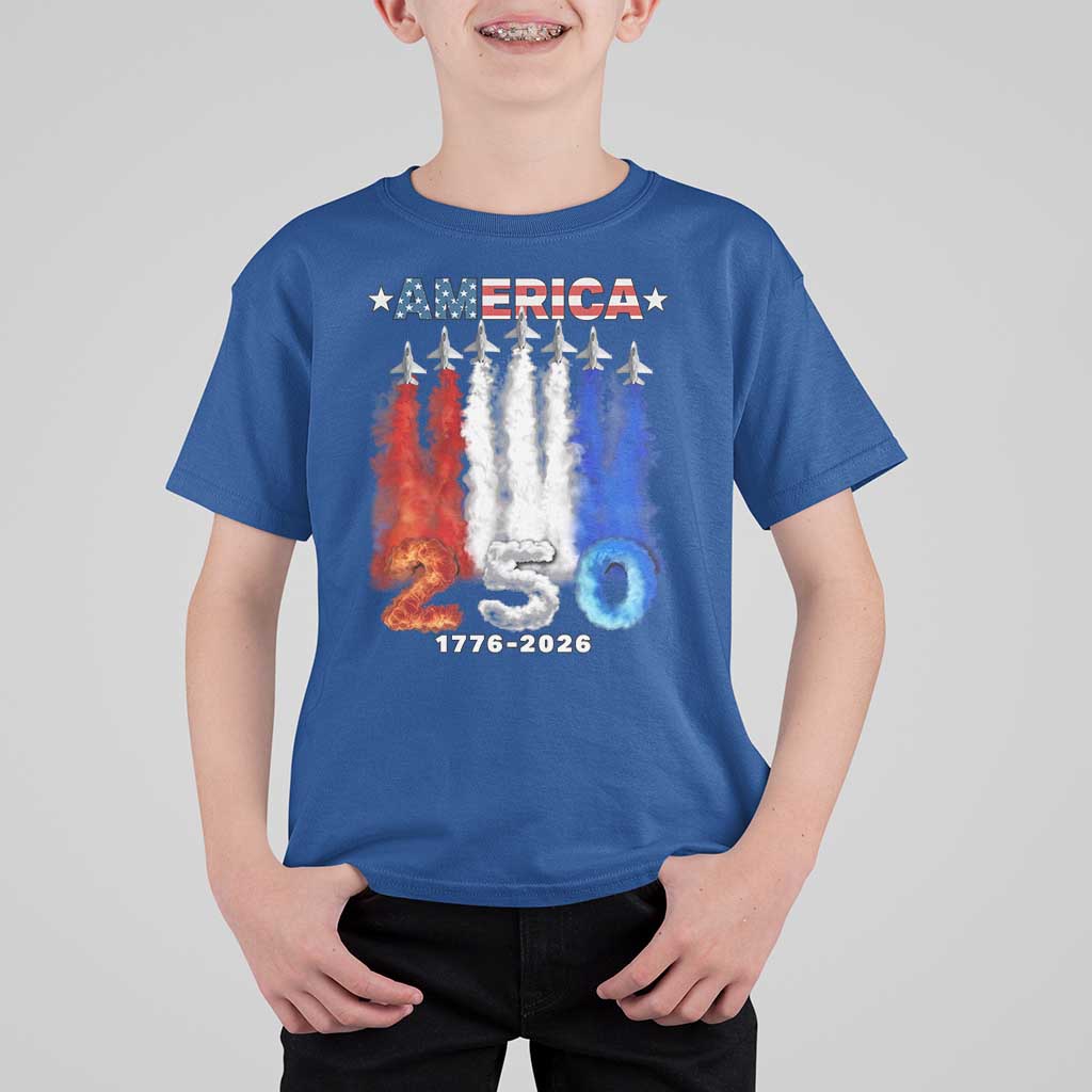 Patriotic Fighter Jets T Shirt For Kid USA 250 Years Of Freedom