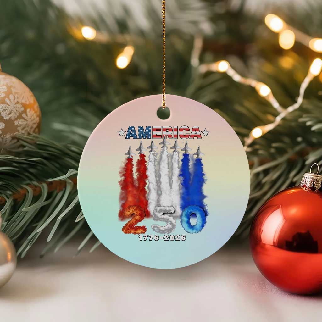 Patriotic Fighter Jets Ceramic Ornament USA 250 Years Of Freedom