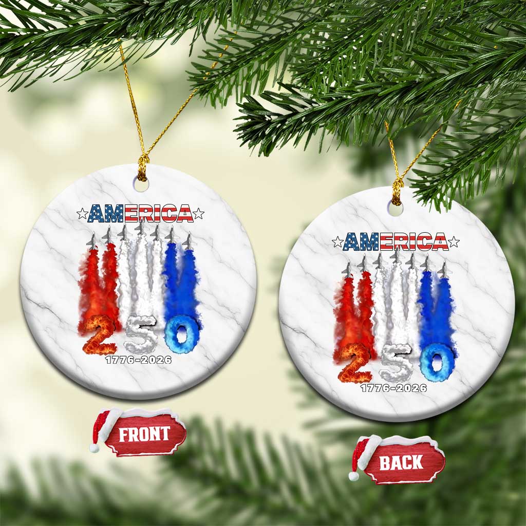Patriotic Fighter Jets Ceramic Ornament USA 250 Years Of Freedom