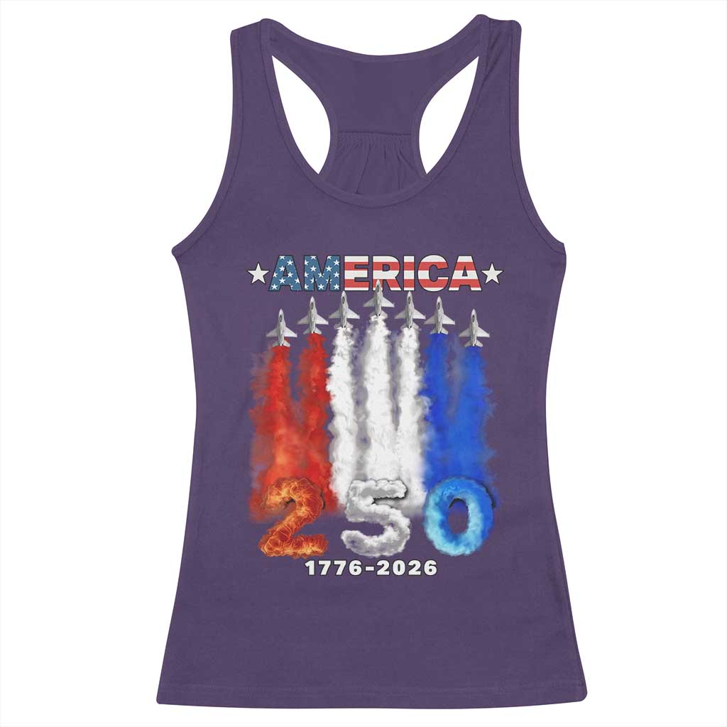 Patriotic Fighter Jets Racerback Tank Top USA 250 Years Of Freedom