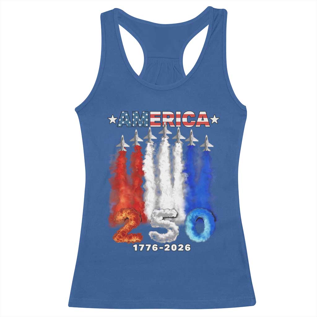 Patriotic Fighter Jets Racerback Tank Top USA 250 Years Of Freedom