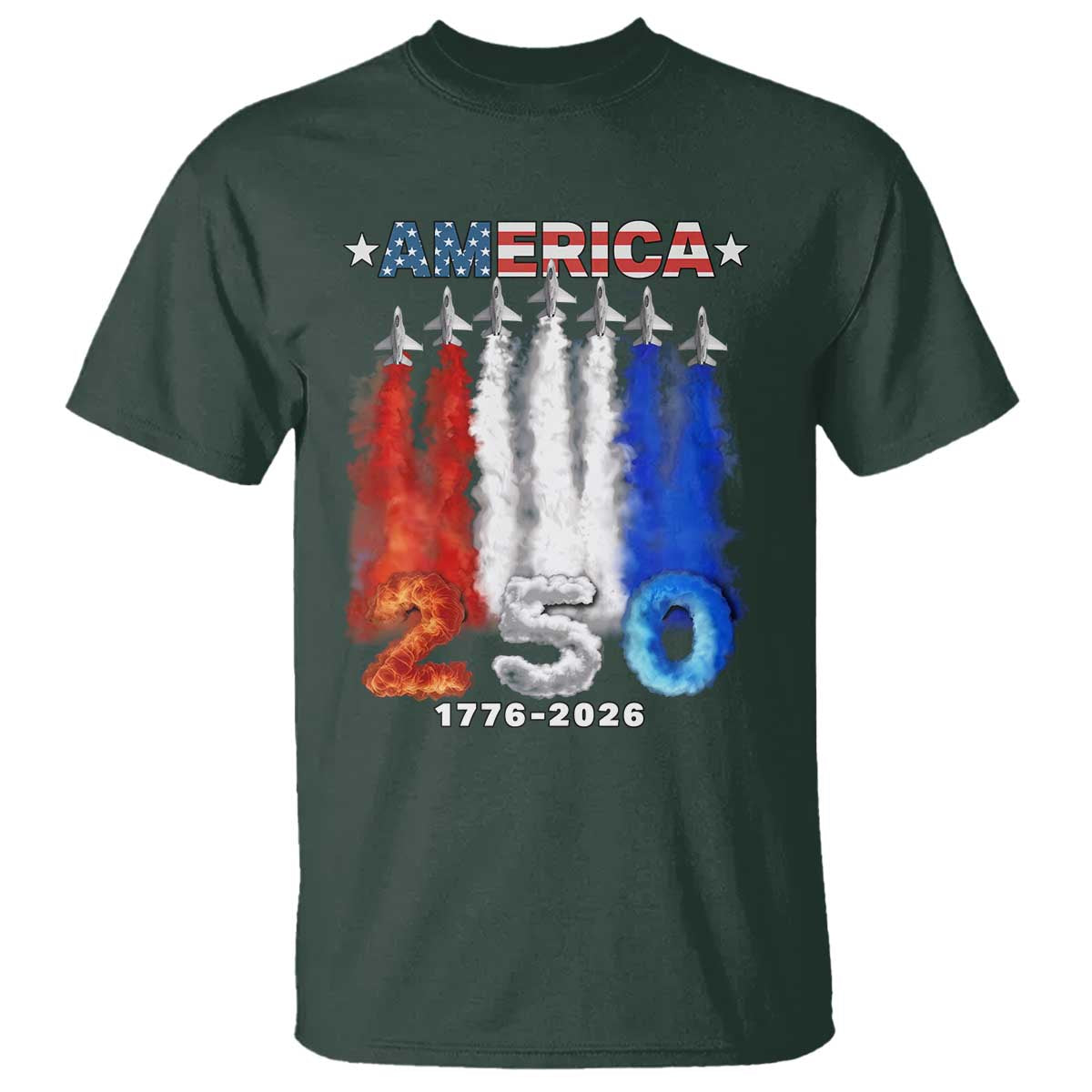 Patriotic Fighter Jets T Shirt USA 250 Years Of Freedom
