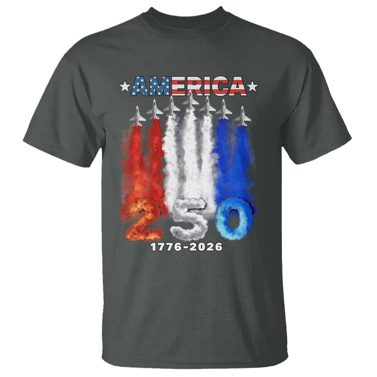 Patriotic Fighter Jets T Shirt USA 250 Years Of Freedom
