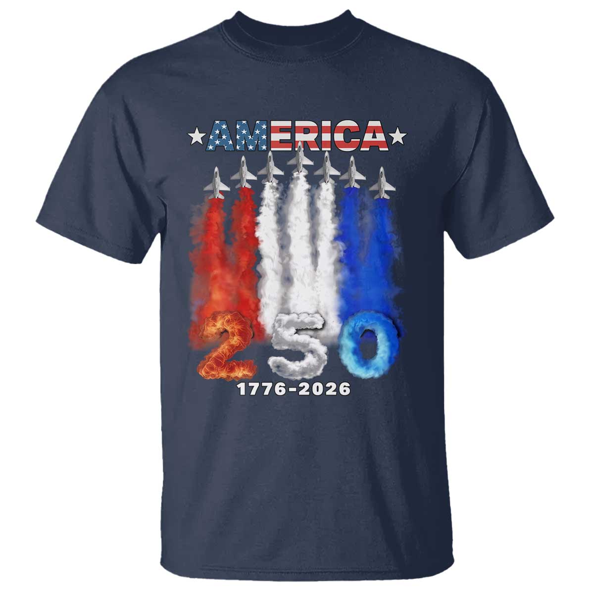 Patriotic Fighter Jets T Shirt USA 250 Years Of Freedom