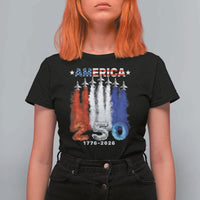Patriotic Fighter Jets T Shirt For Women USA 250 Years Of Freedom