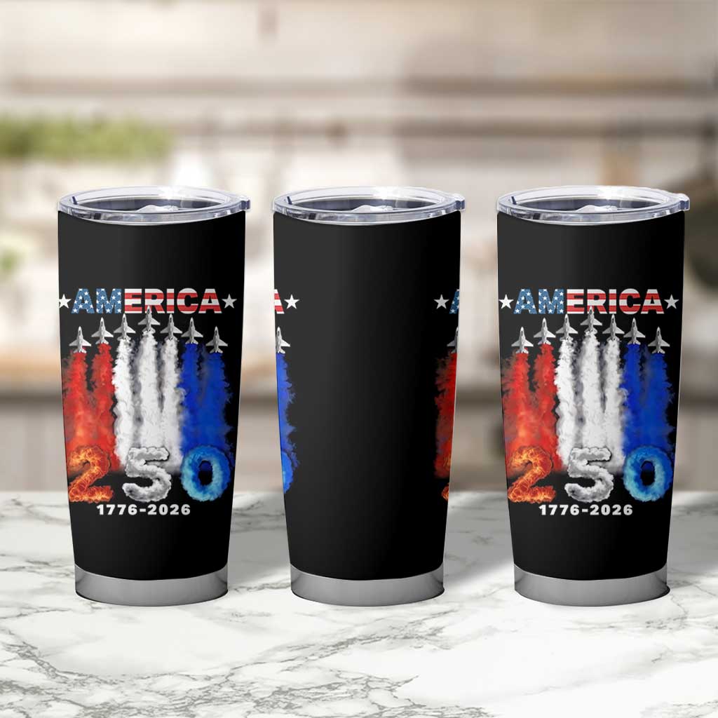 Patriotic Fighter Jets Tumbler Cup USA 250 Years Of Freedom