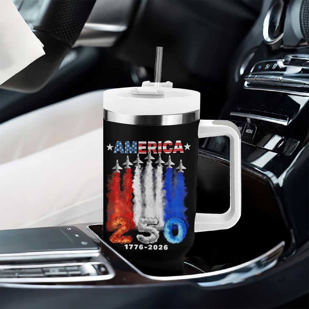 Patriotic Fighter Jets Tumbler With Handle USA 250 Years Of Freedom