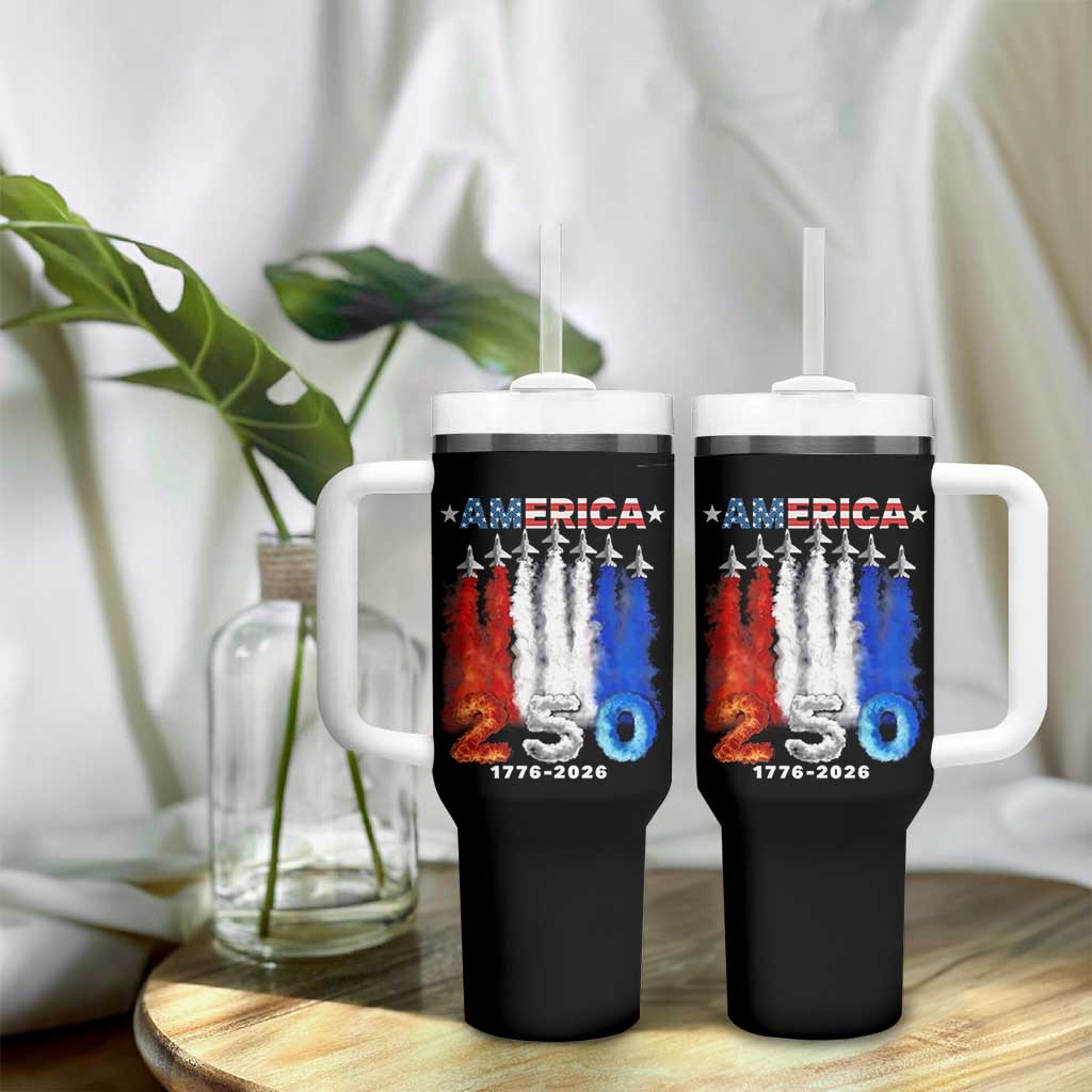 Patriotic Fighter Jets Tumbler With Handle USA 250 Years Of Freedom