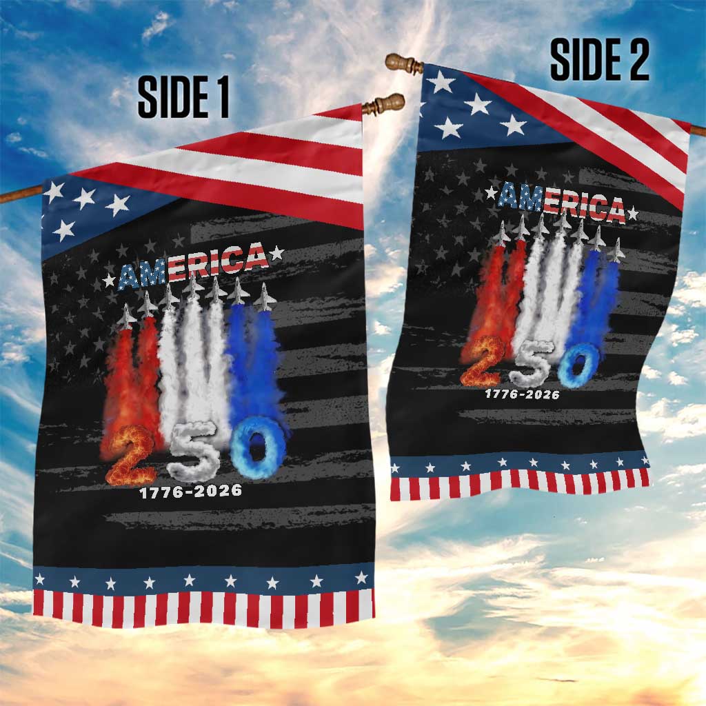 Patriotic Fighter Jets Garden Flag USA 250 Years Of Freedom