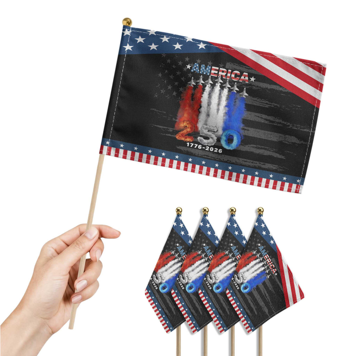 Patriotic Fighter Jets Patriotic Handheld Flag USA 250 Years Of Freedom