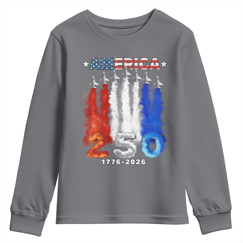 Patriotic Fighter Jets Youth Sweatshirt USA 250 Years Of Freedom