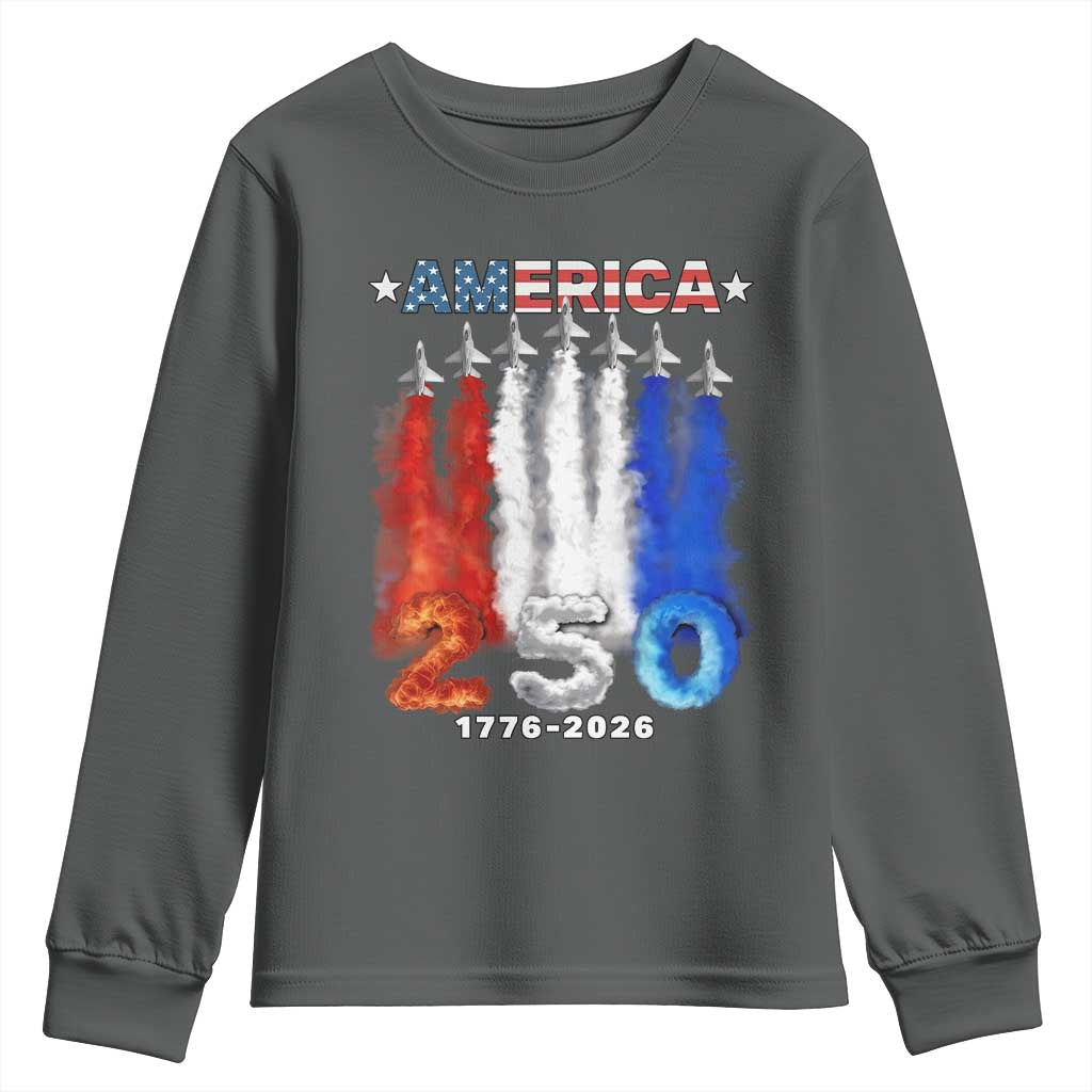 Patriotic Fighter Jets Youth Sweatshirt USA 250 Years Of Freedom