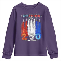 Patriotic Fighter Jets Youth Sweatshirt USA 250 Years Of Freedom