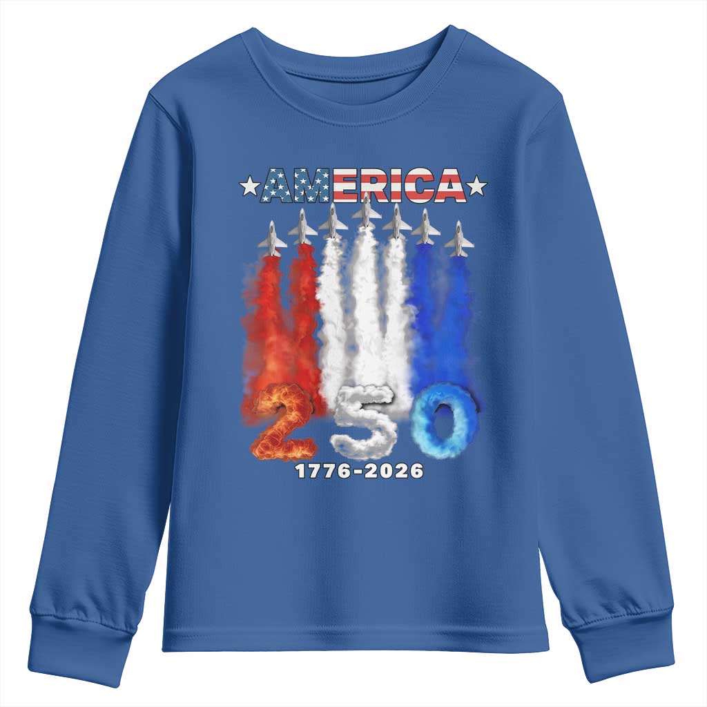 Patriotic Fighter Jets Youth Sweatshirt USA 250 Years Of Freedom