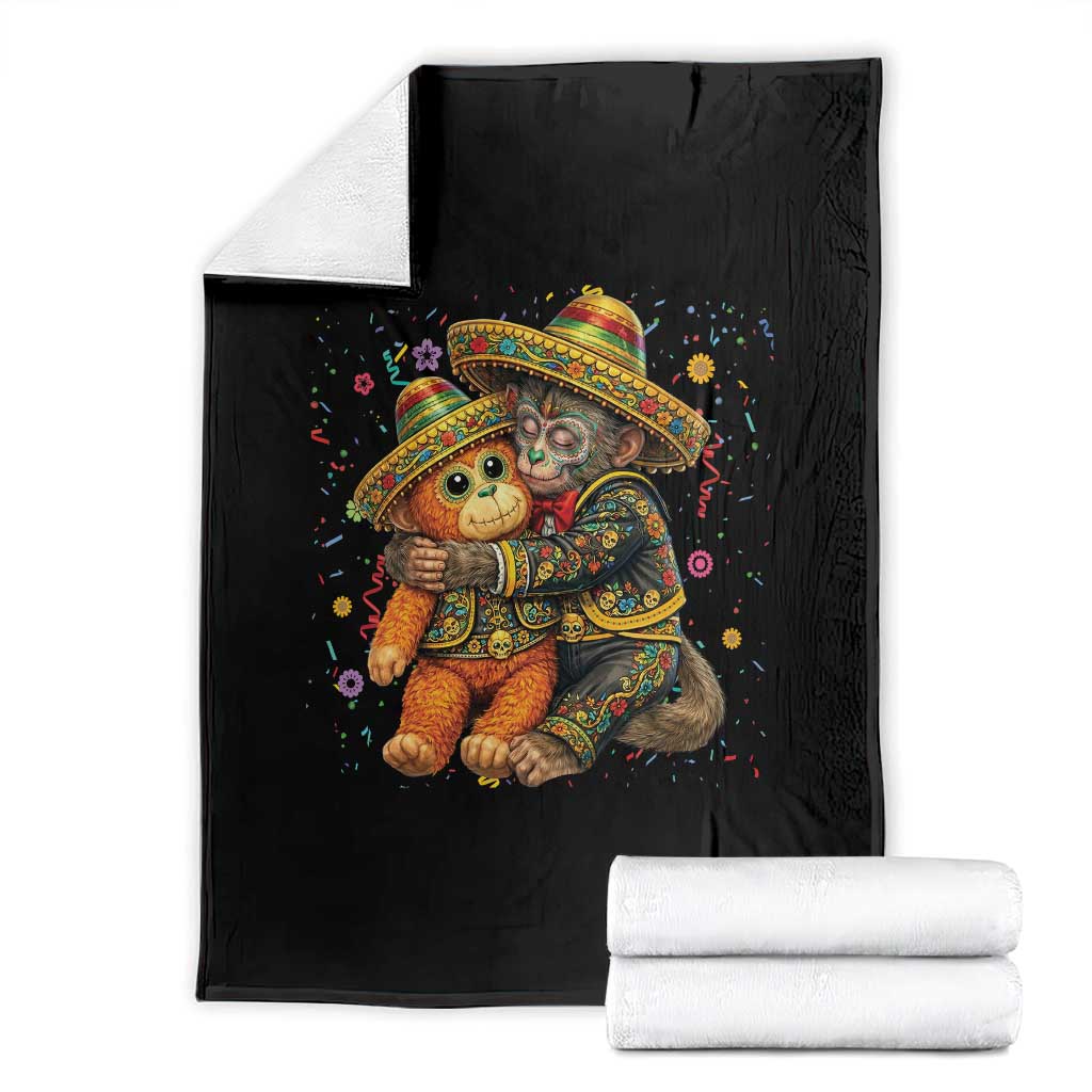 Funny Punch Baby Monkey Cinco De Mayo Throw Blanket Mexican Fiesta Gift