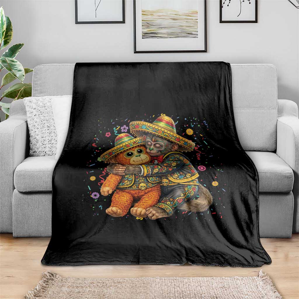 Funny Punch Baby Monkey Cinco De Mayo Throw Blanket Mexican Fiesta Gift