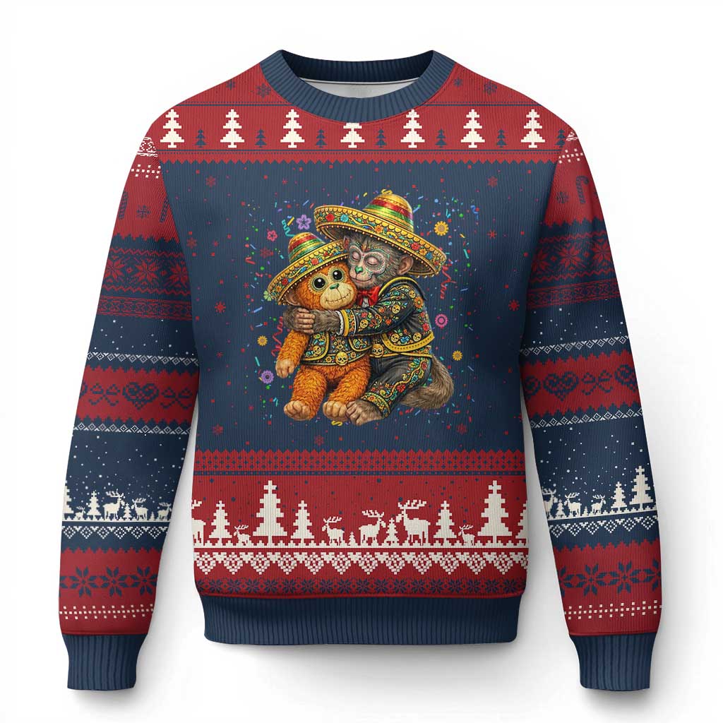 Funny Punch Baby Monkey Cinco De Mayo Ugly Christmas Sweater Mexican Fiesta Gift