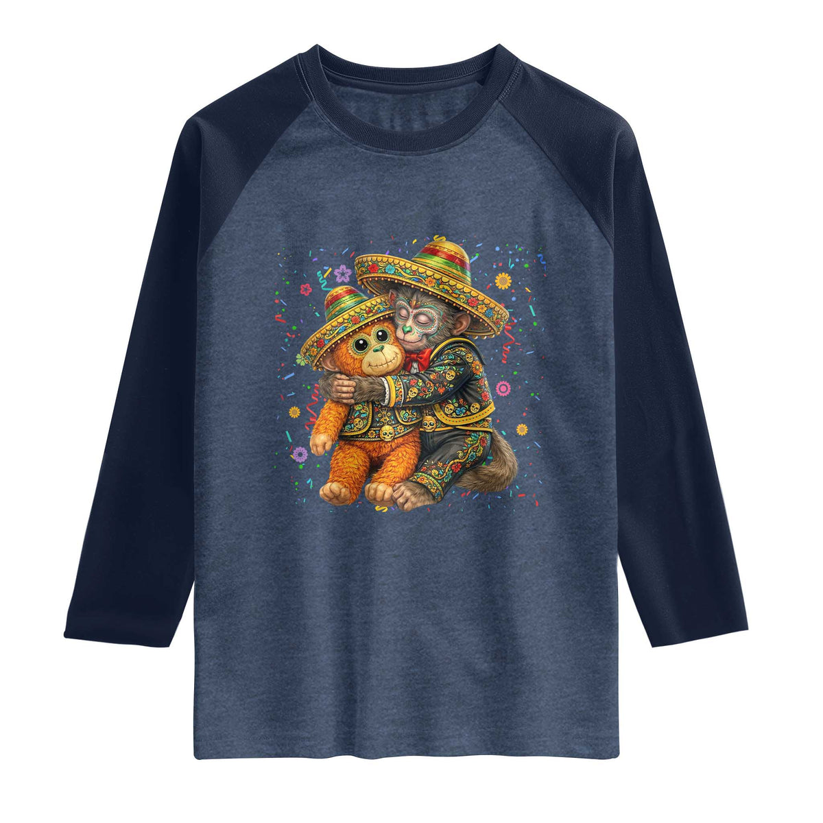 Funny Punch Baby Monkey Cinco De Mayo Raglan Shirt Mexican Fiesta Gift