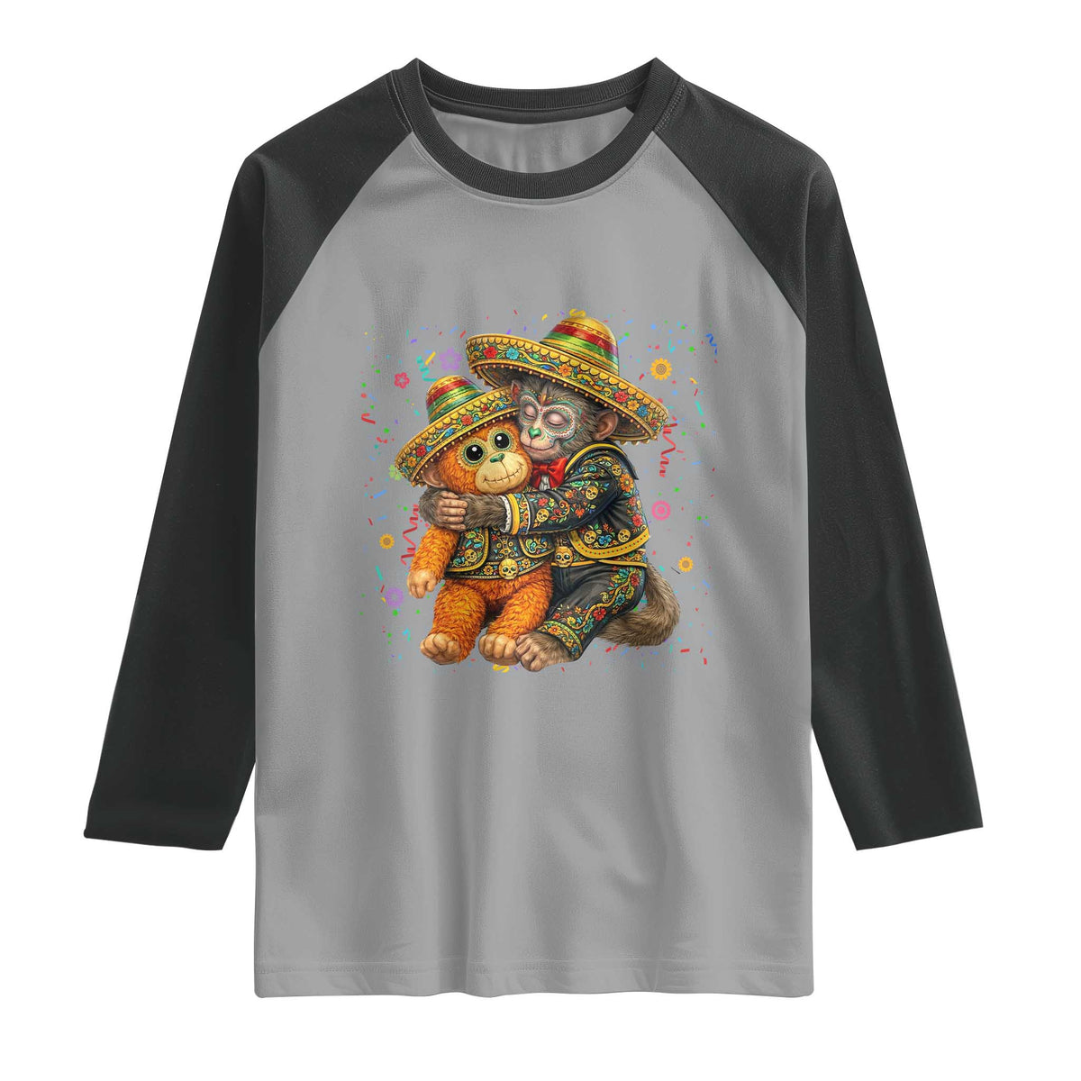 Funny Punch Baby Monkey Cinco De Mayo Raglan Shirt Mexican Fiesta Gift