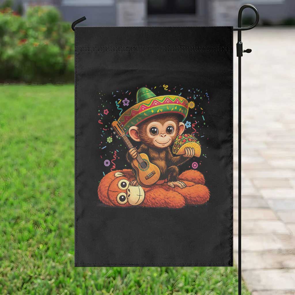 Cute Punch Baby Monkey Cinco De Mayo Garden Flag Funny Animal Gift