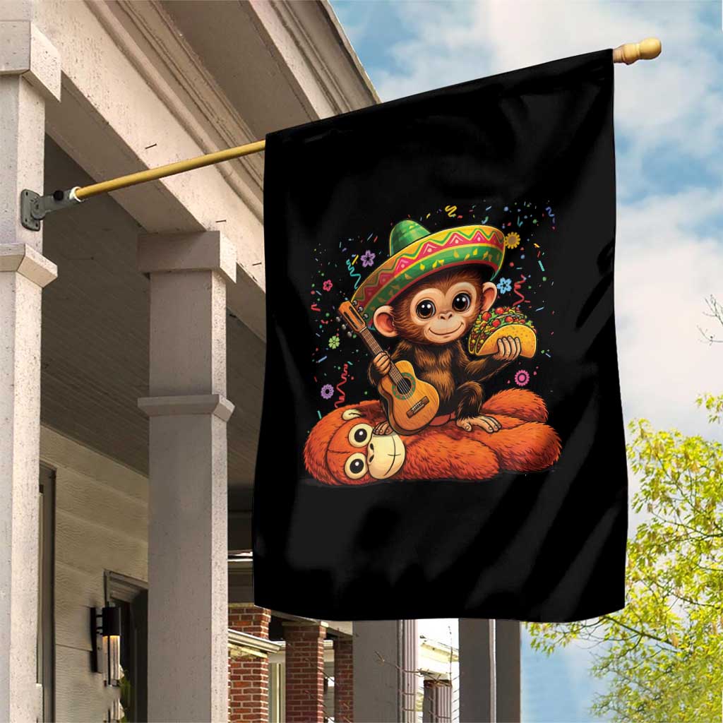 Cute Punch Baby Monkey Cinco De Mayo Garden Flag Funny Animal Gift