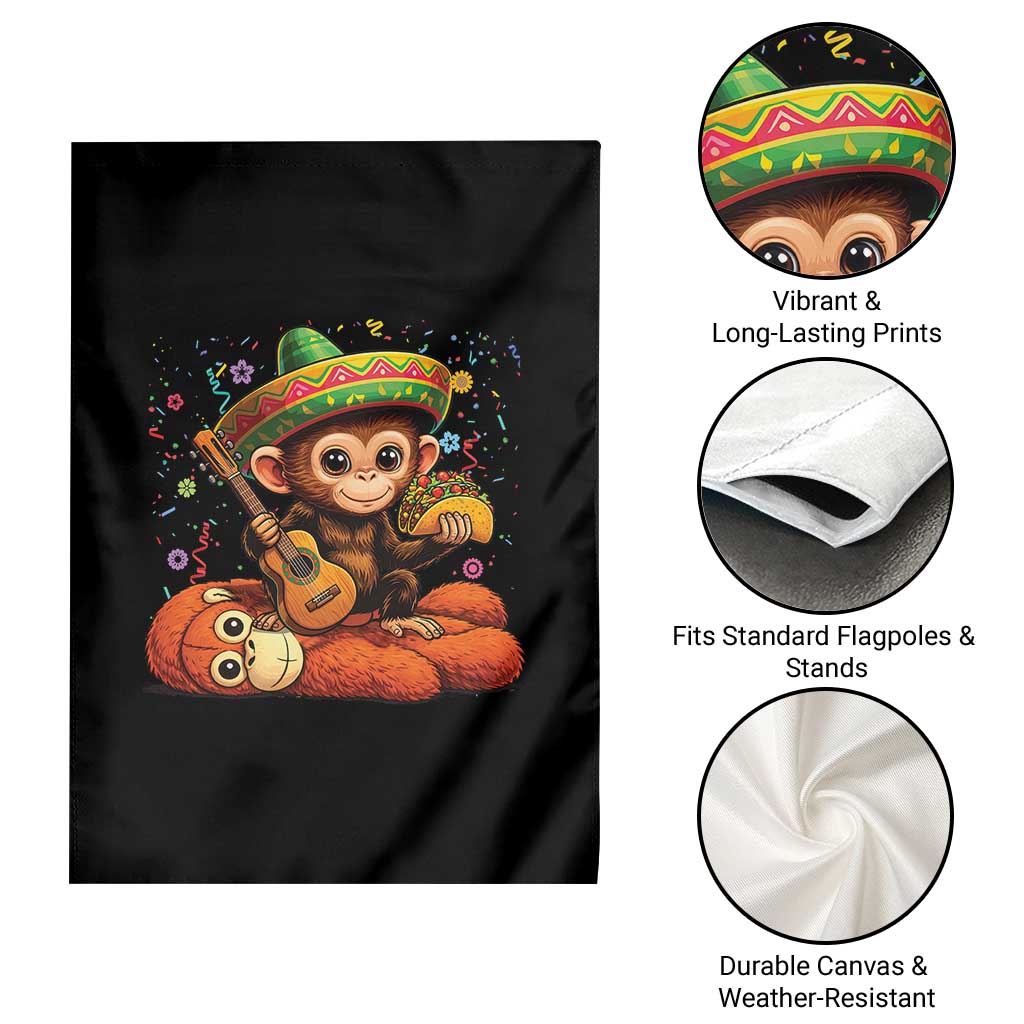 Cute Punch Baby Monkey Cinco De Mayo Garden Flag Funny Animal Gift