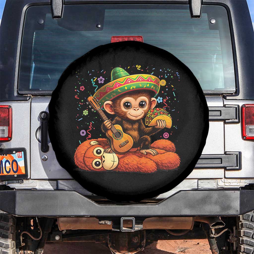 Cute Punch Baby Monkey Cinco De Mayo Spare Tire Cover Funny Animal Gift