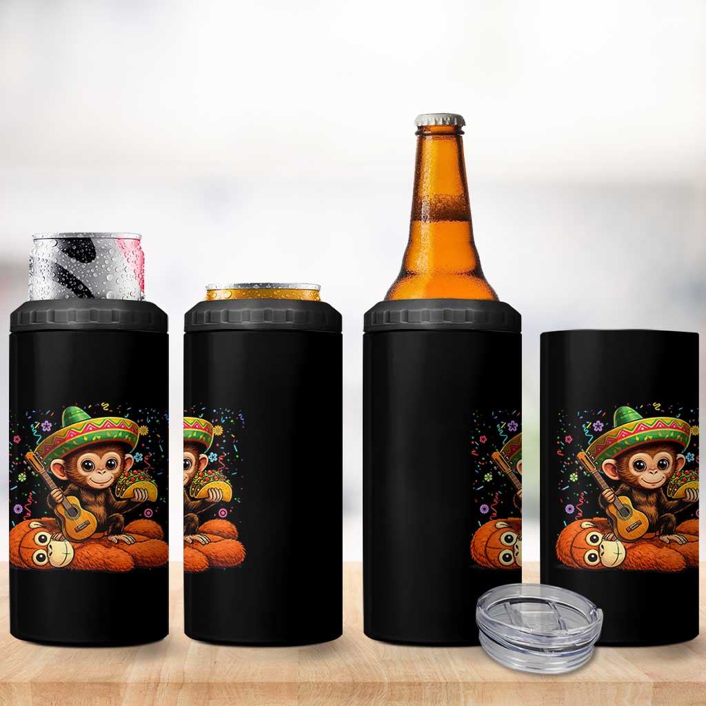 Cute Punch Baby Monkey Cinco De Mayo 4 in 1 Can Cooler Tumbler Funny Animal Gift