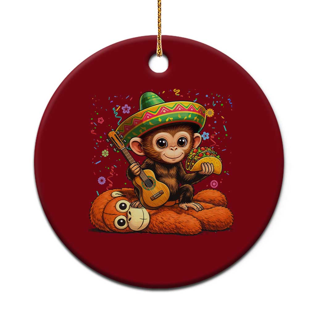 Cute Punch Baby Monkey Cinco De Mayo Ceramic Ornament Funny Animal Gift