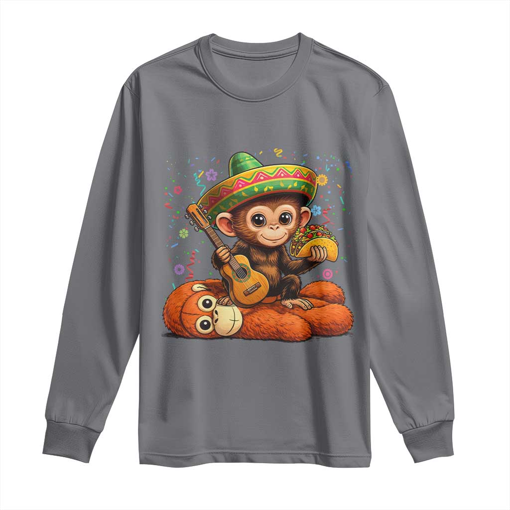 Cute Punch Baby Monkey Cinco De Mayo Long Sleeve Shirt Funny Animal Gift
