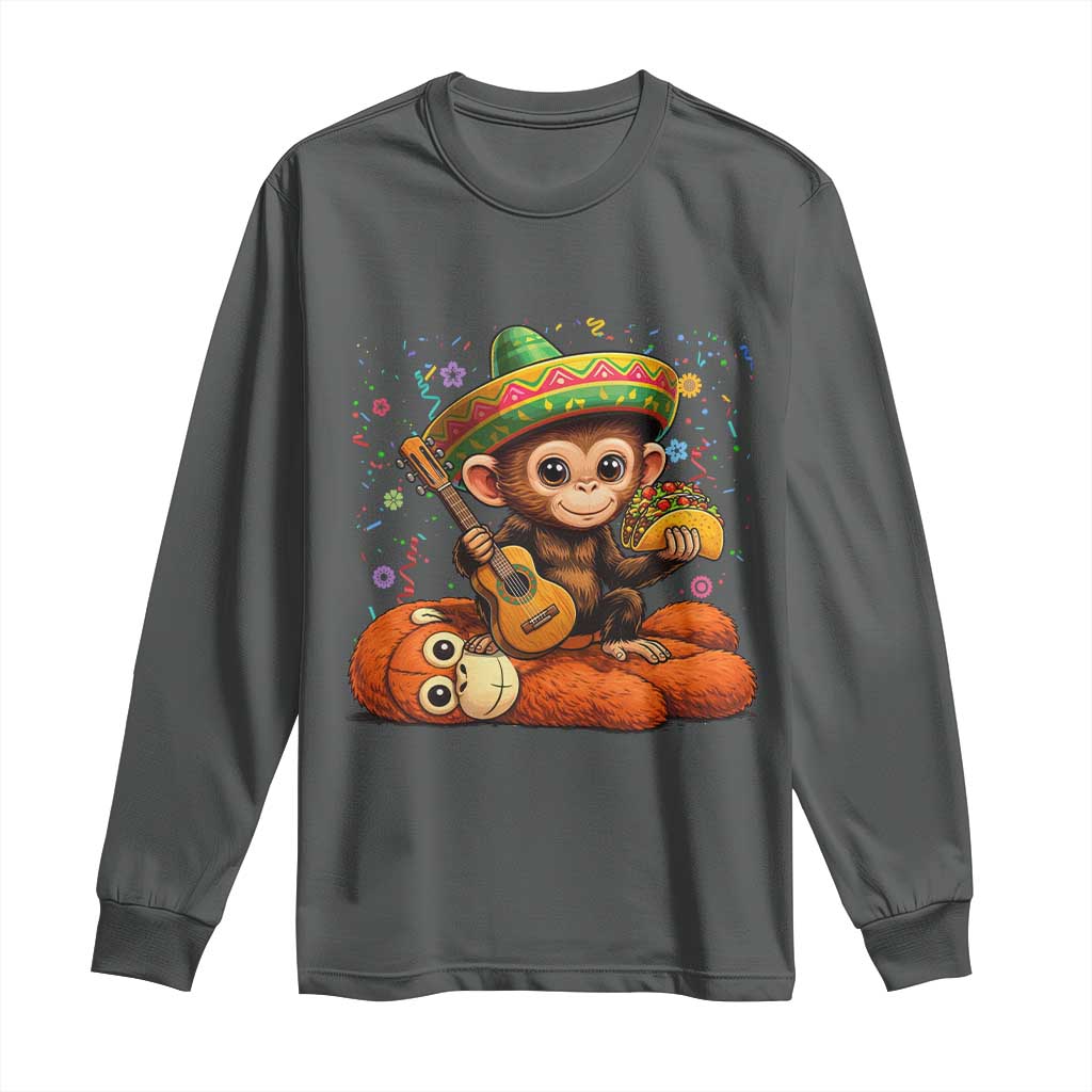 Cute Punch Baby Monkey Cinco De Mayo Long Sleeve Shirt Funny Animal Gift