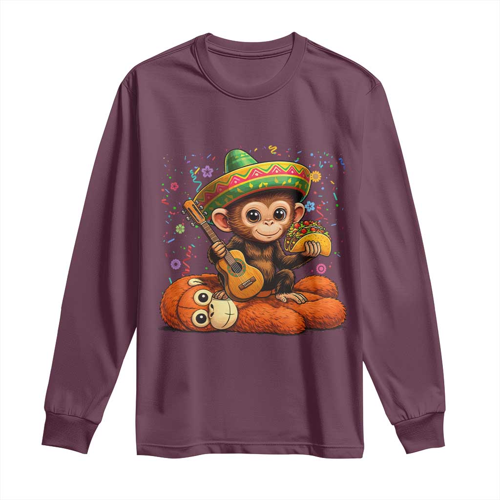 Cute Punch Baby Monkey Cinco De Mayo Long Sleeve Shirt Funny Animal Gift