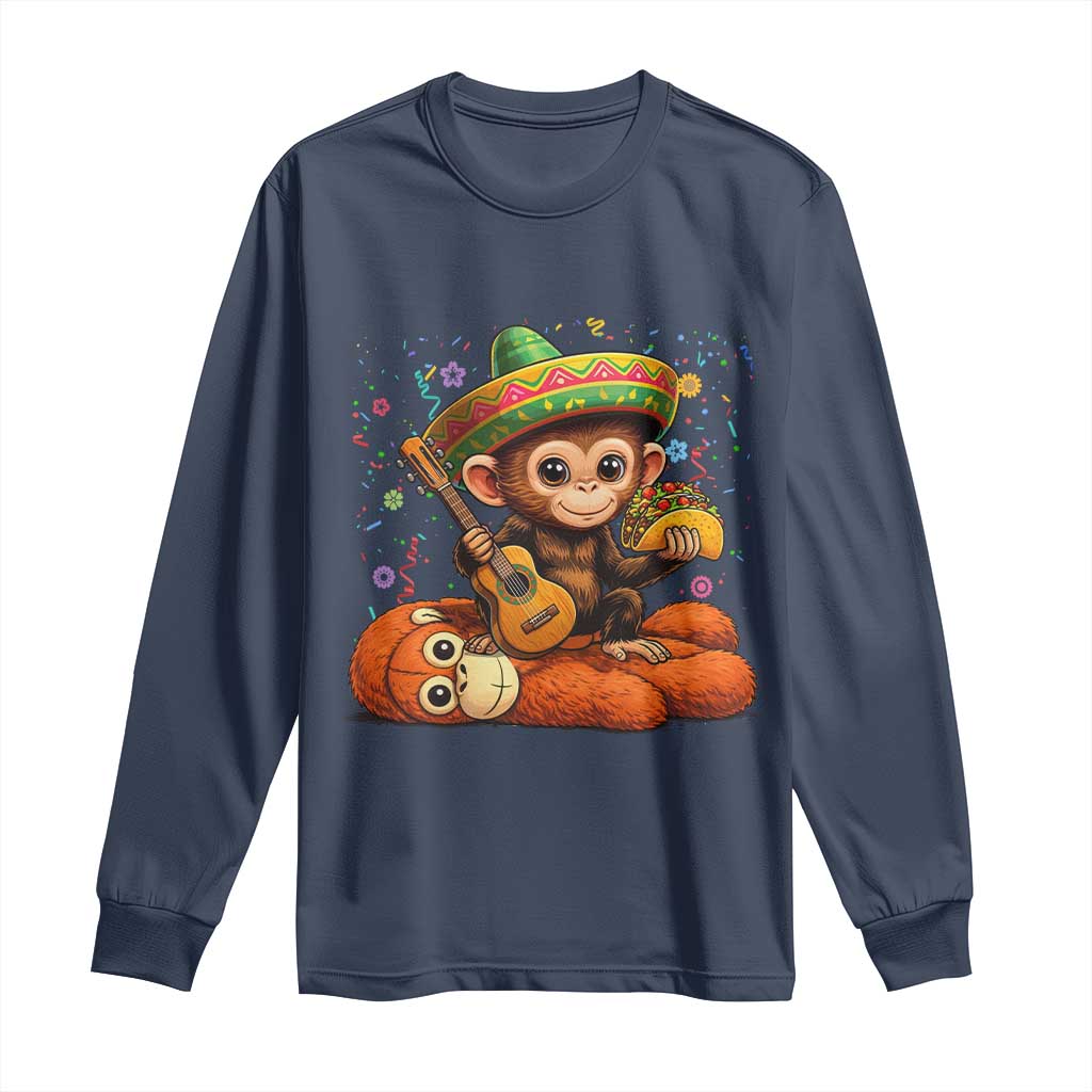 Cute Punch Baby Monkey Cinco De Mayo Long Sleeve Shirt Funny Animal Gift
