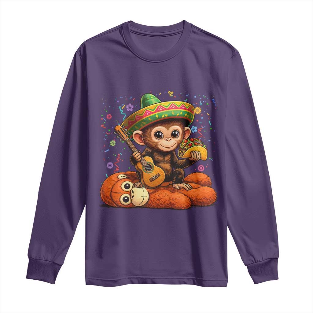 Cute Punch Baby Monkey Cinco De Mayo Long Sleeve Shirt Funny Animal Gift