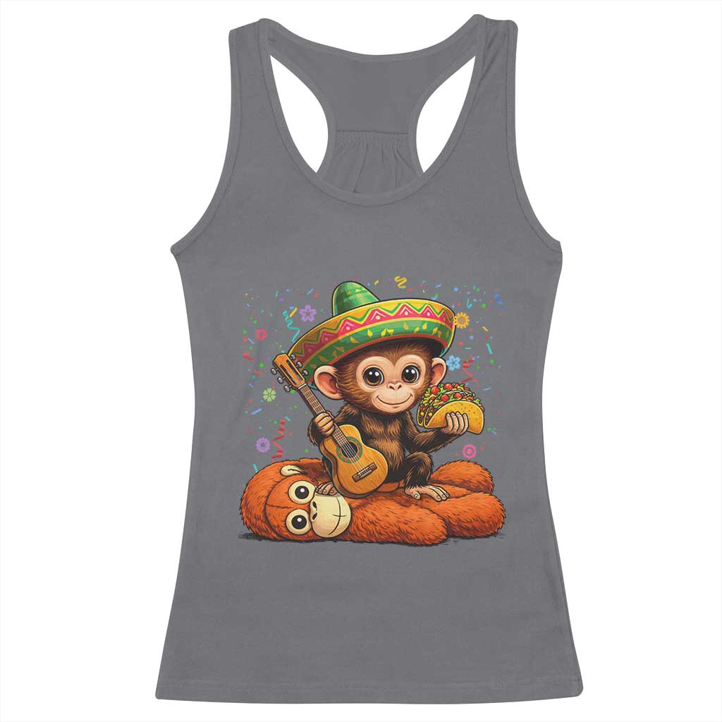 Cute Punch Baby Monkey Cinco De Mayo Racerback Tank Top Funny Animal Gift