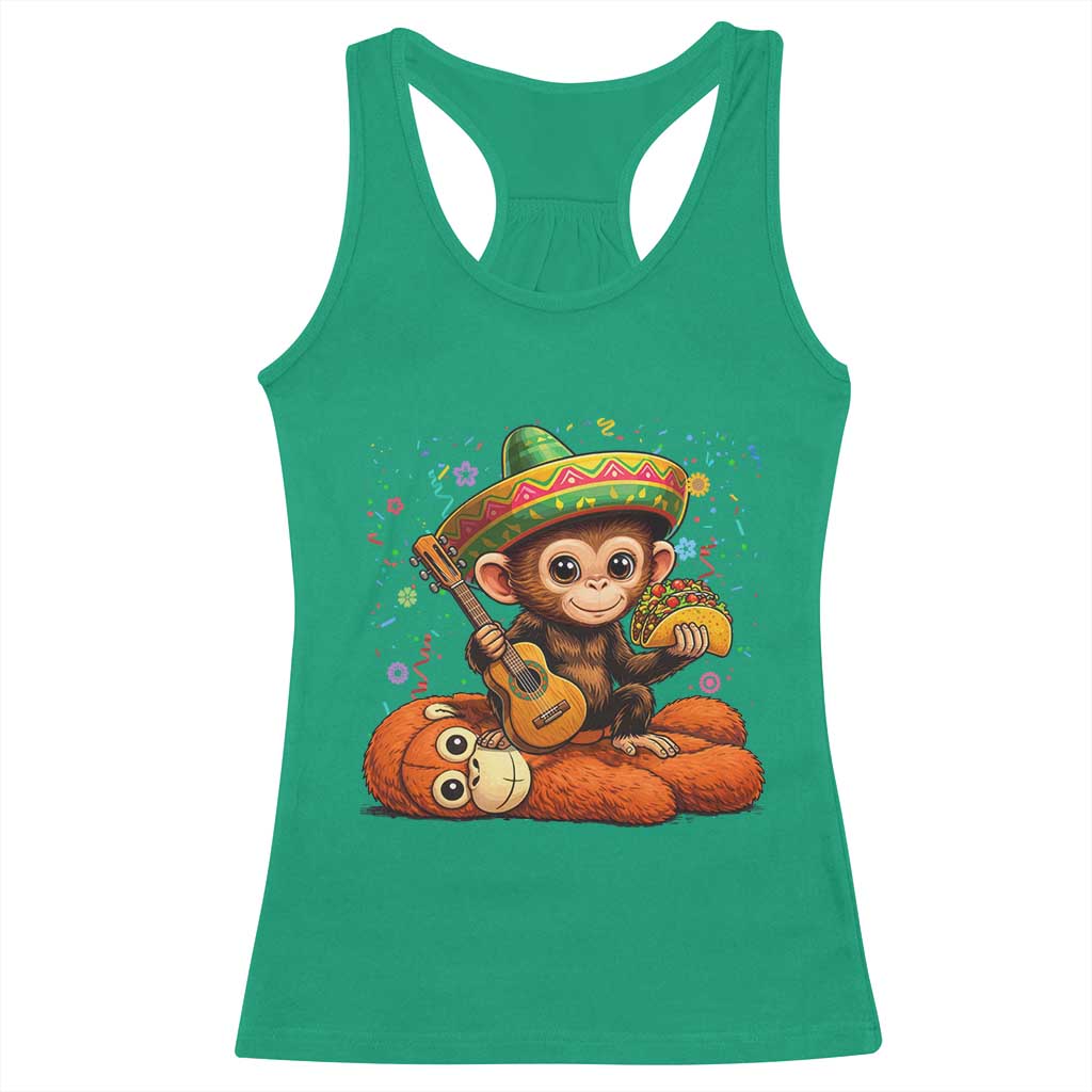 Cute Punch Baby Monkey Cinco De Mayo Racerback Tank Top Funny Animal Gift