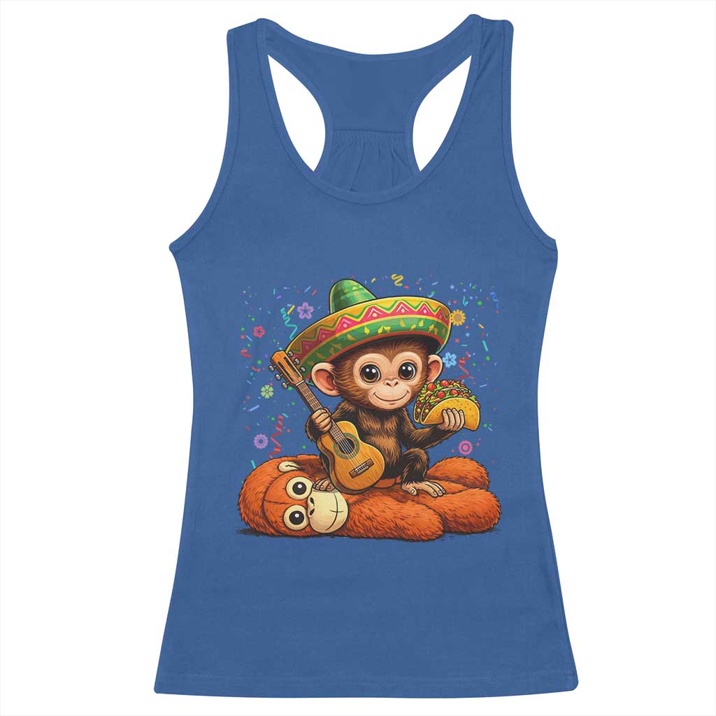 Cute Punch Baby Monkey Cinco De Mayo Racerback Tank Top Funny Animal Gift