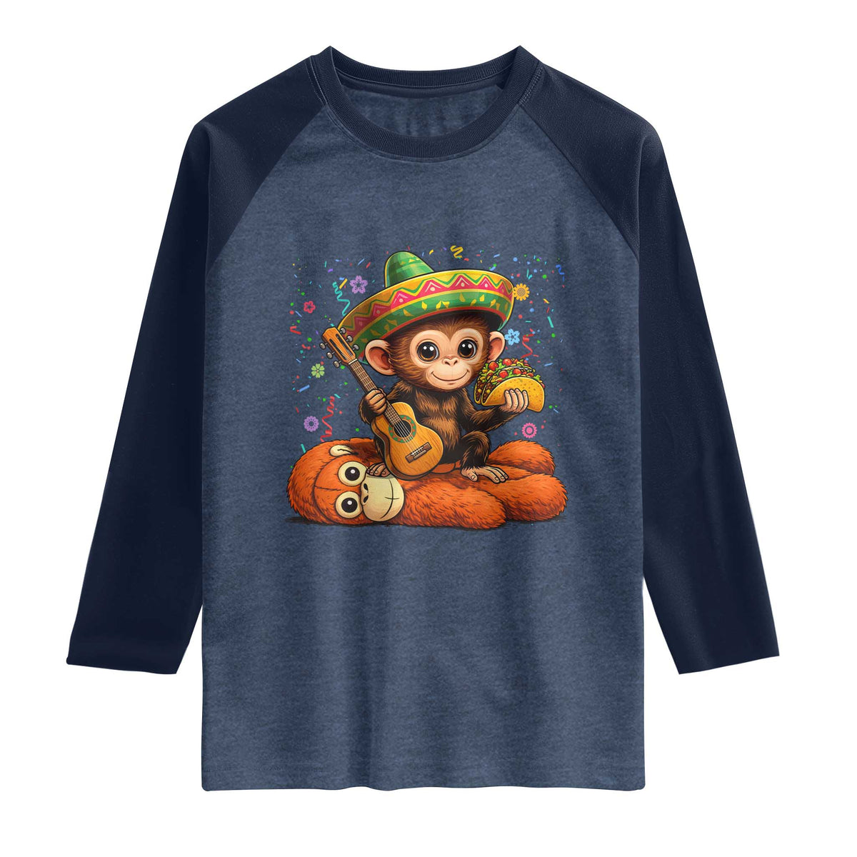 Cute Punch Baby Monkey Cinco De Mayo Raglan Shirt Funny Animal Gift