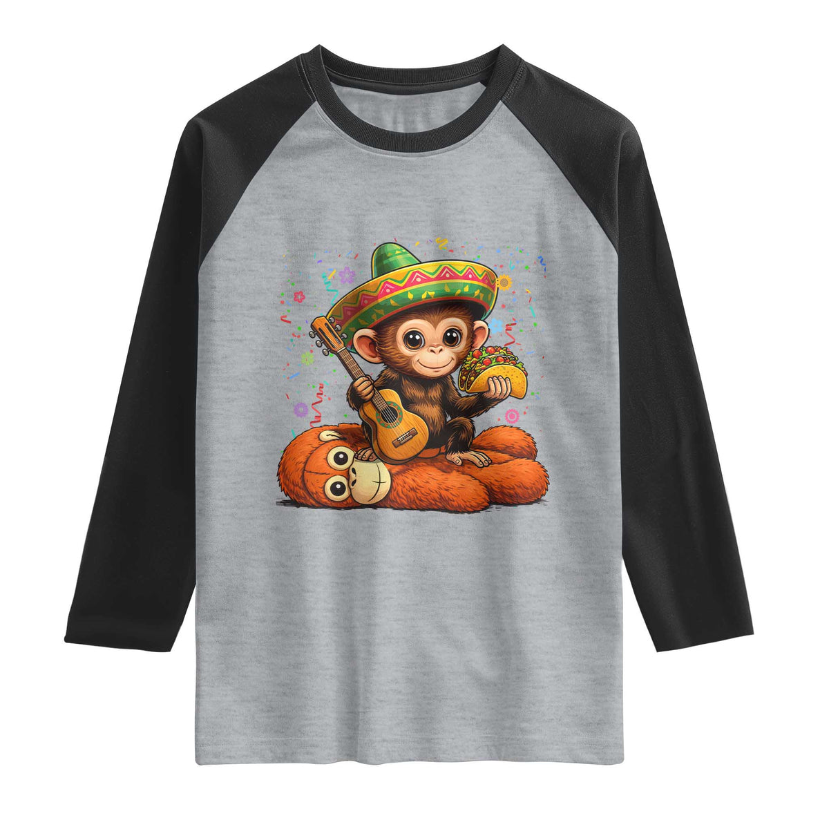Cute Punch Baby Monkey Cinco De Mayo Raglan Shirt Funny Animal Gift