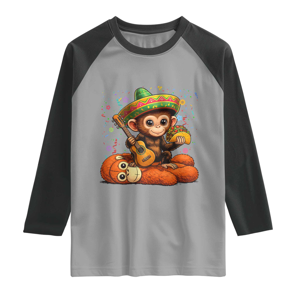 Cute Punch Baby Monkey Cinco De Mayo Raglan Shirt Funny Animal Gift