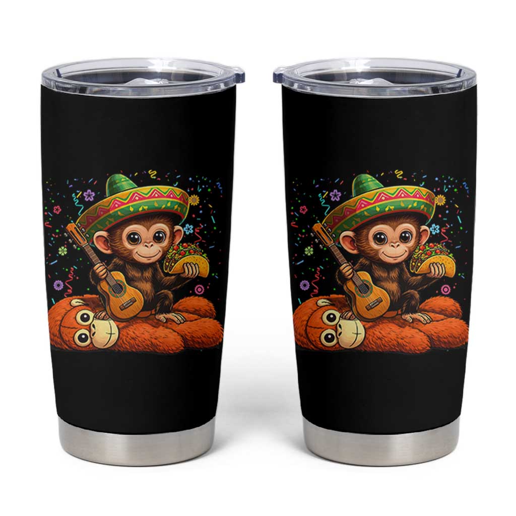 Cute Punch Baby Monkey Cinco De Mayo Tumbler Cup Funny Animal Gift